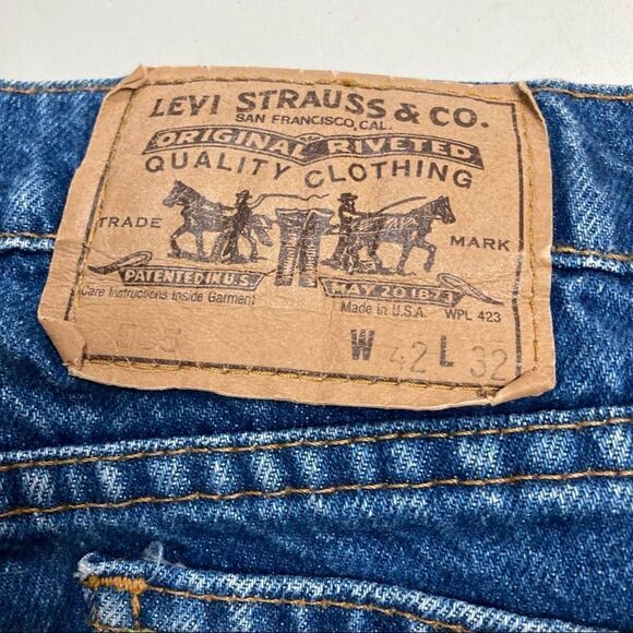 VINTAGE LEVI’S,Men’s Orange Tag, 42/32, hand measures 38X27.5, Blue, Rise 13”, - Picture 13 of 14